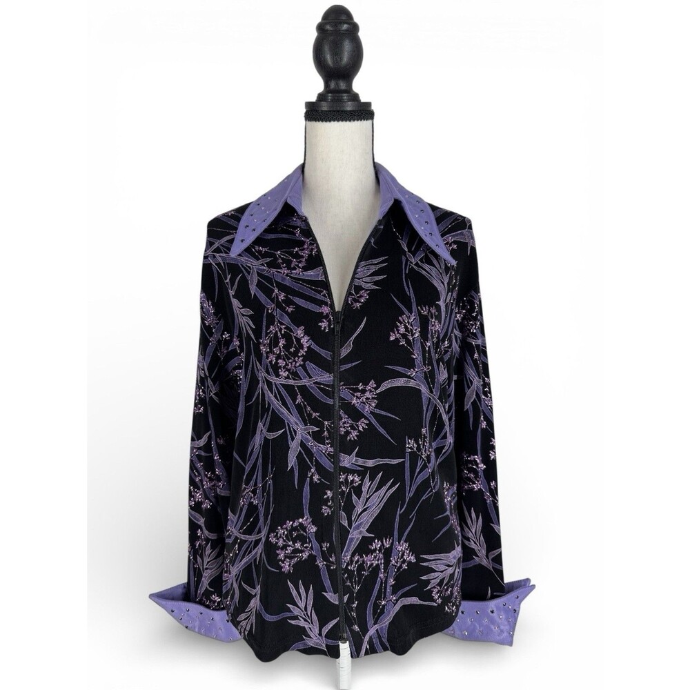 1849 Authentic Ranchwear Purple Sparkle Studded‎ Zip Jacket Western Size L